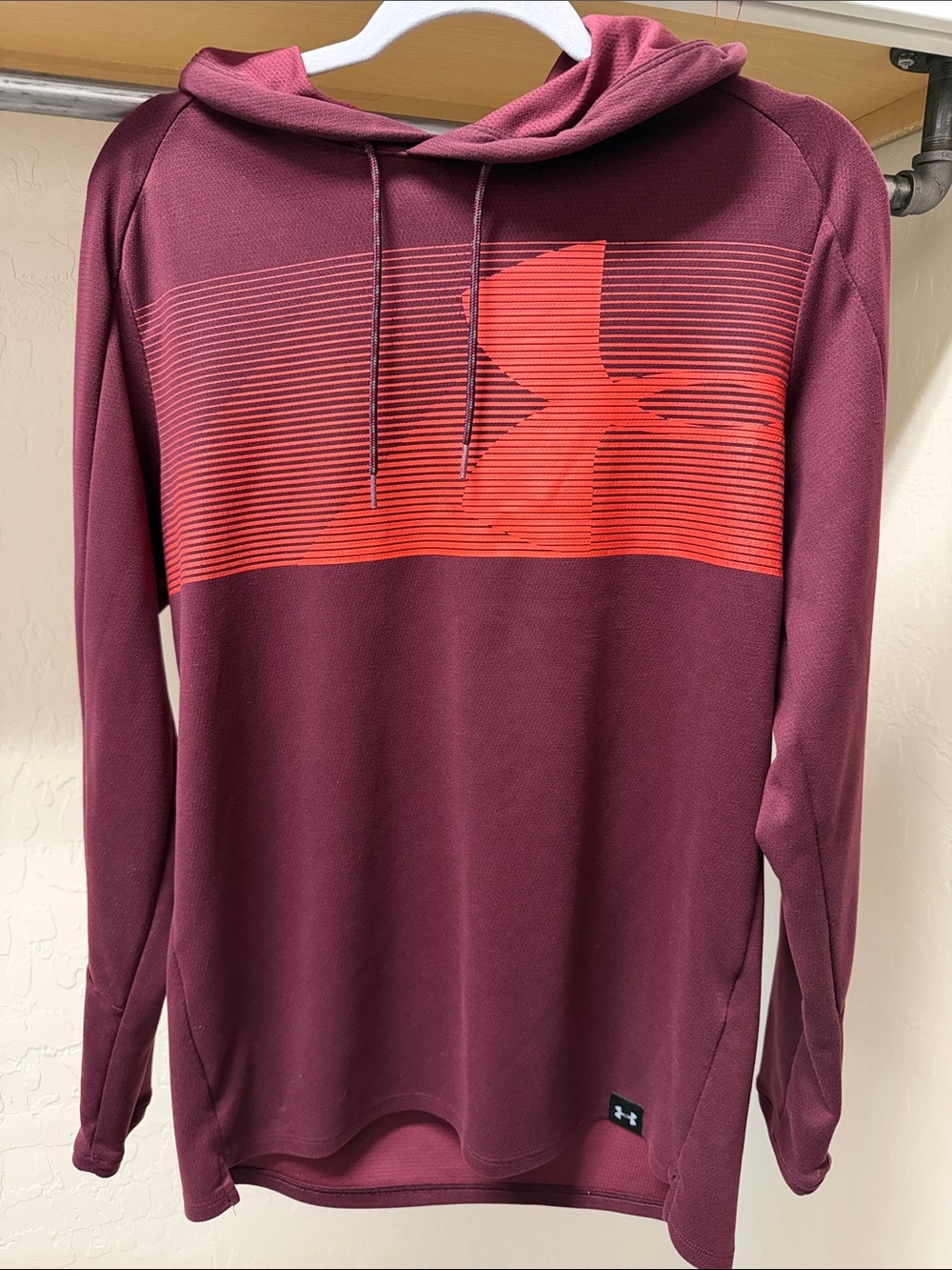 Under Armour Maroon Hooded Performance Pullover with Red Logo